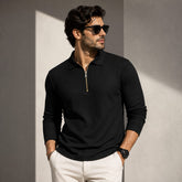 🖤 Ribbed Zip Collar Polo Sweater