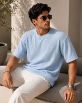 💙 Textured Oversized Casual T-Shirt