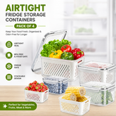 Airtight Fridge Storage Containers (Pack of 4)
