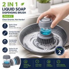 2 In 1 Liquid Soap Dispensing Brush (Pack of 2)