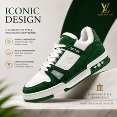 Louis Vuitton Trainer Green Monogram Denim White