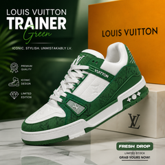 Louis Vuitton Trainer Green Monogram Denim White