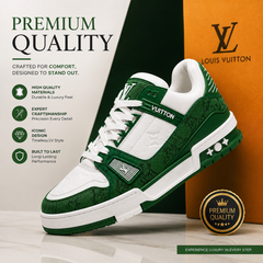 Louis Vuitton Trainer Green Monogram Denim White