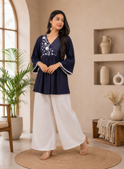 💙 Embroidered Peplum Tunic Set