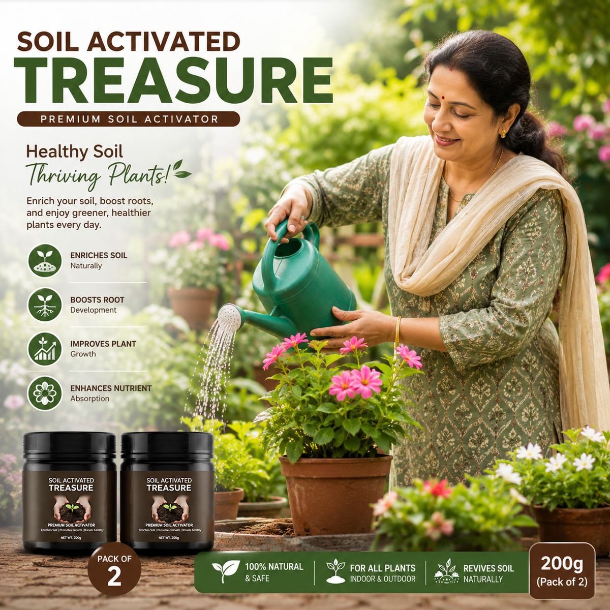 Soil Activated Treasure Premium Soil Activator 200gram (Pack of 2)